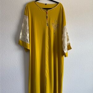 Elegant Yellow Kaftan Dress